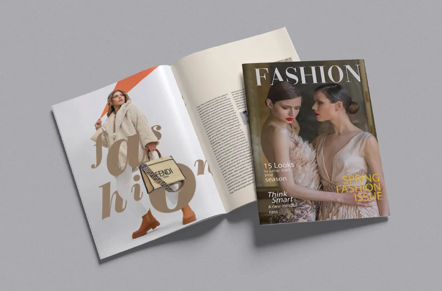 Fashion magazine cover design with elegant style